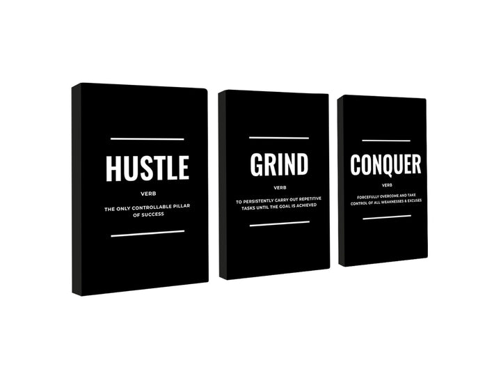 Motivational Canvas Wall Art — Set of 3 Black & White Prints | 11×17"