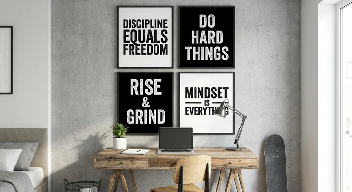 Pósteres motivacionales para gimnasio y entrenamiento - 11x17" (4 pósters)