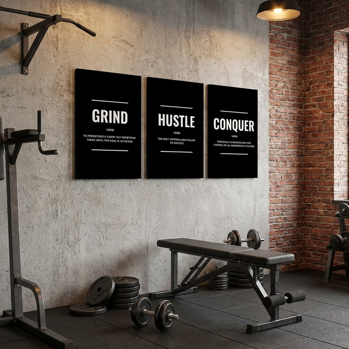 Motivational Canvas Wall Art - Set of 6 Black and White Prints | Unframed