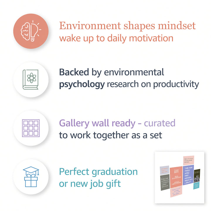 Office Motivational Wall Art — Set of 8 Prints | 11×17"