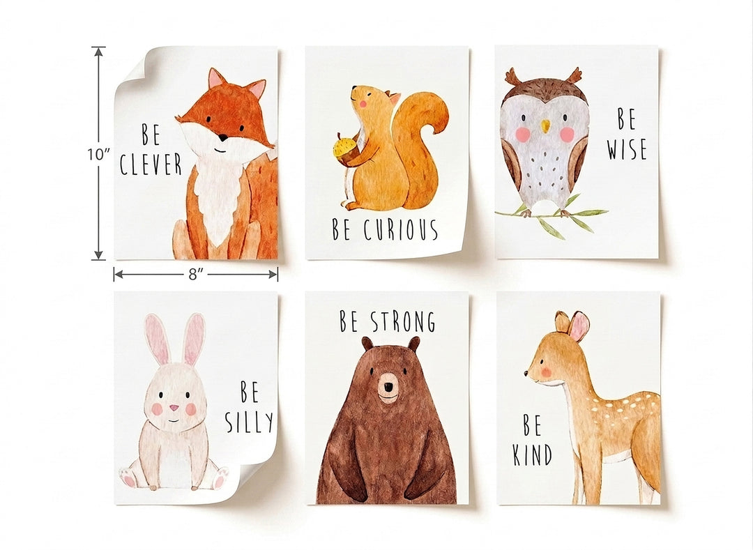 Pósteres de bebé Woodland Nursery - 8x10" (6 pósters)