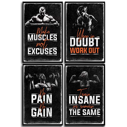 Motivational Gym and Workout Posters -  11x17" (4 posters)