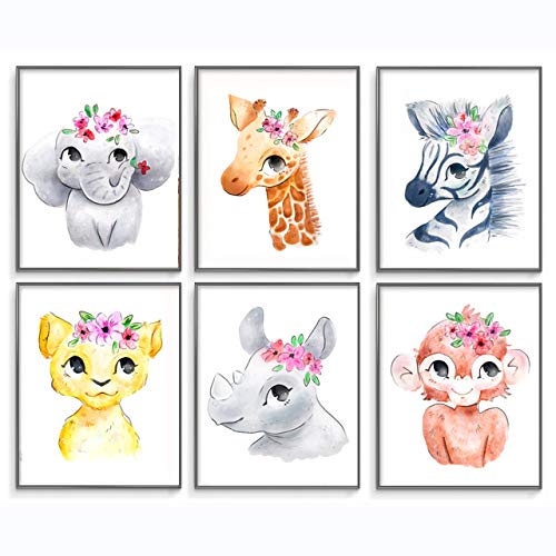 Animal Nursery Wall Posters - 8x10" (6 posters)