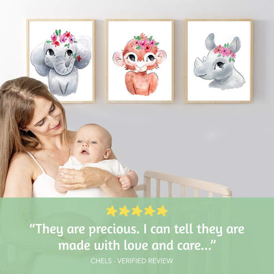Animal Nursery Wall Posters - 8x10" (6 posters)