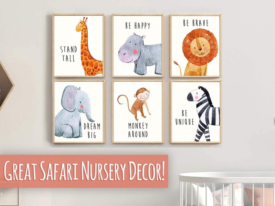 Pósteres de bebé Safari Nursery - 8x10" (6 pósters)
