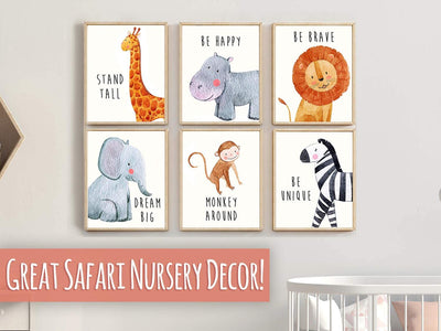 Safari Nursery Baby Posters - 8x10" (6 posters)