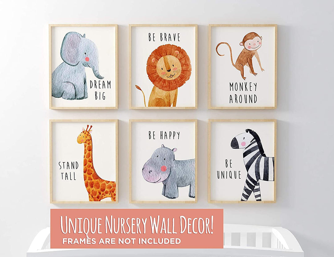 Pósteres de bebé Safari Nursery - 8x10" (6 pósters)