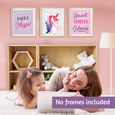 Unicorn Posters for Girls Room 8x10" (5 Posters)