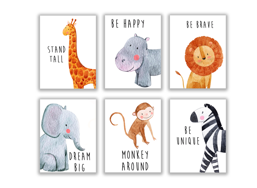 Pósteres de bebé Safari Nursery - 8x10" (6 pósters)