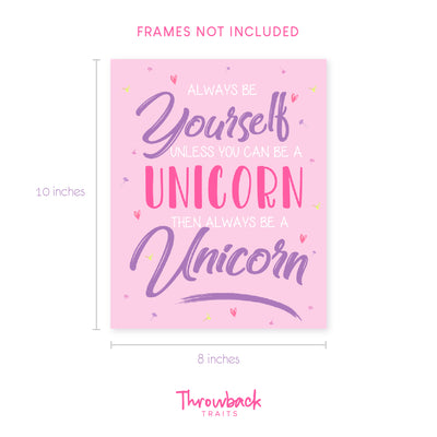 Unicorn Posters for Girls Room 8x10" (5 Posters)